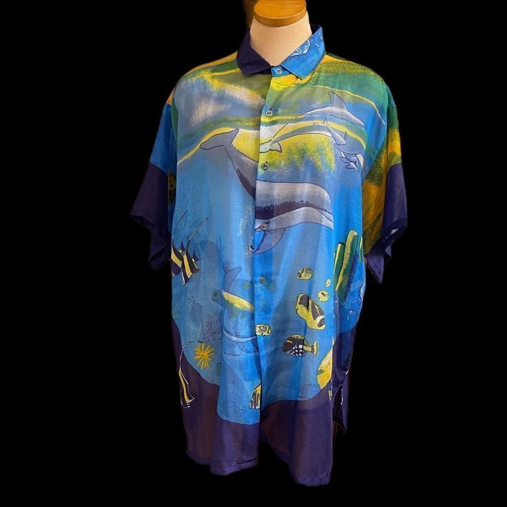 Rima Hawaiian Terryvoile Fish Top Men’s Shirt Size XL XXL See Measurements Rare
